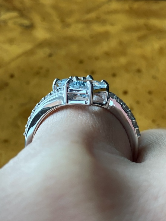 Natural Aquamarine Sterling Silver Ring Size 8 - Picture 2 of 10